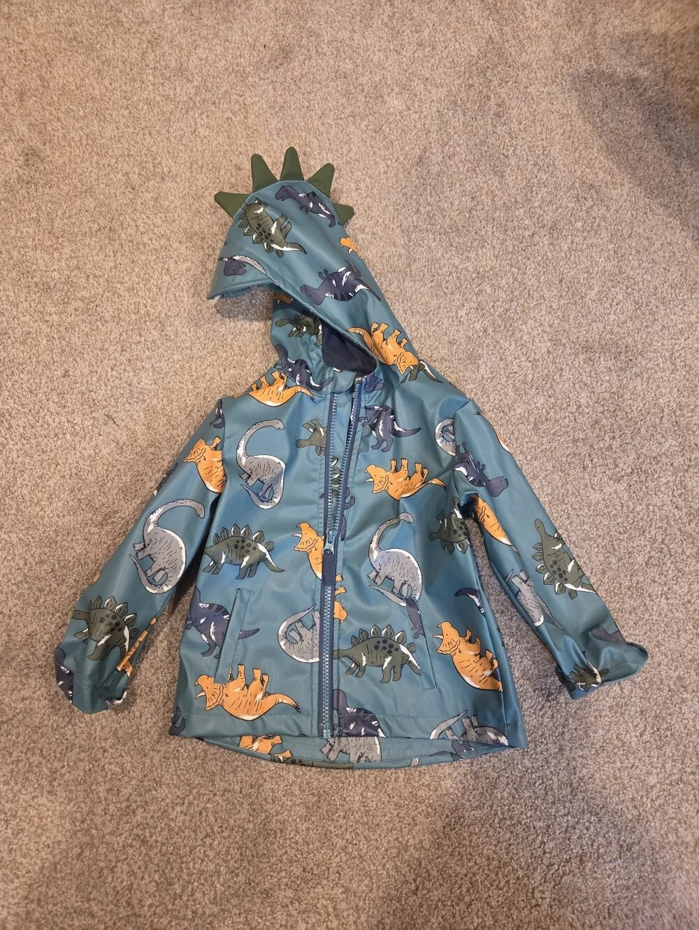 Little Me Dinosaur Print Raincoat with 3D Spikes | Size 2T
